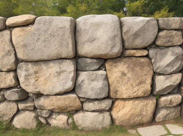 un muro di pietra ha una piccola pietra al centro