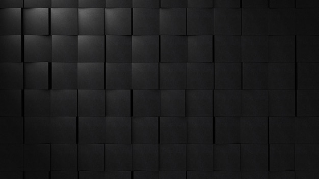 Un muro di quadrati neri con sopra la parola cubi