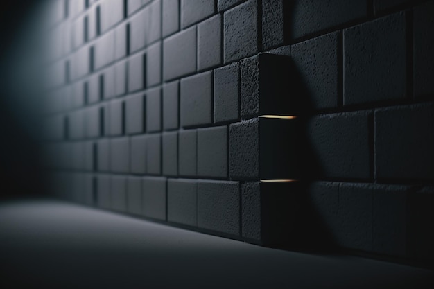 Un muro nero con una piccola luce in alto.