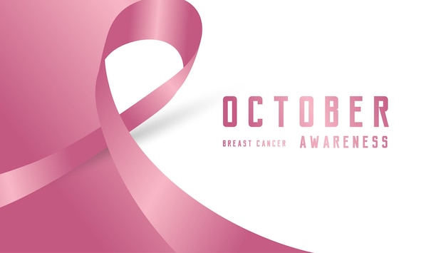 Un nastro Heart rosa con il testo Breast cancer awareness Breast Cancer Awareness banner