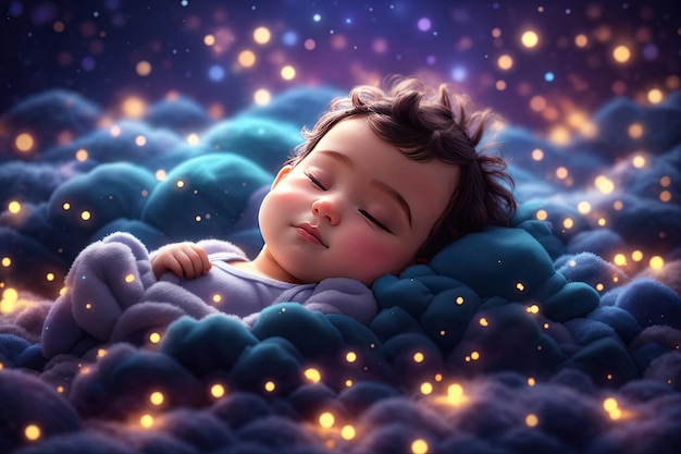Un neonato dorme su una nuvola