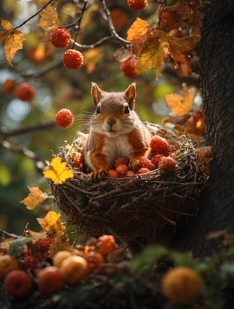 Un nido di scoiattoli su un albero