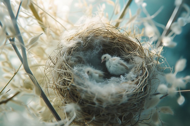 un nido di uccelli piccoli è nell'erba