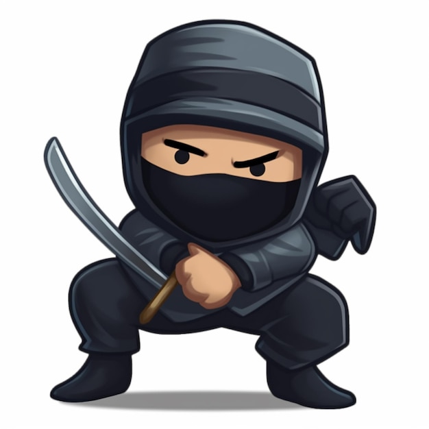 Un ninja dei cartoni animati con una spada in mano generativa ai