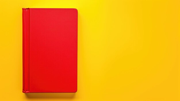 Un notebook rosso audace su uno sfondo giallo brillante semplicità e contrasto