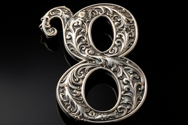 un numero decorativo in argento 6 con un motivo argento e oro