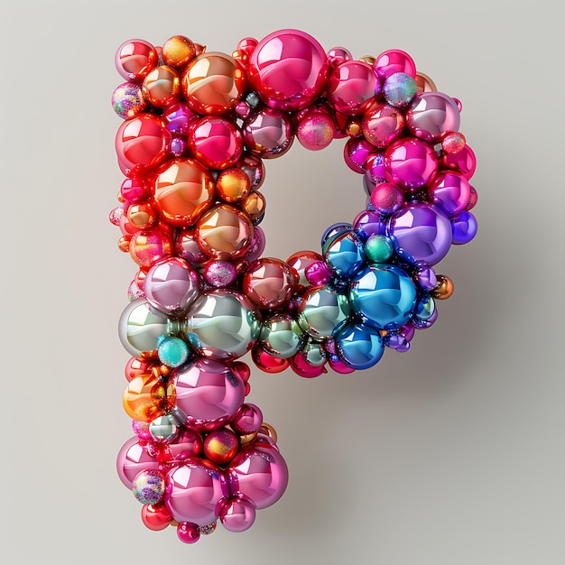 un numero di palle colorate fatte da una lettera a