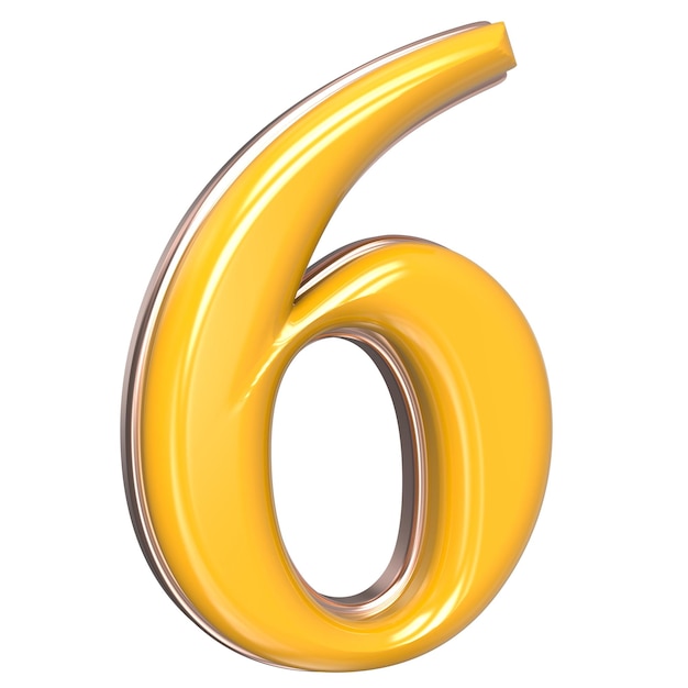 un numero giallo 6 su sfondo bianco