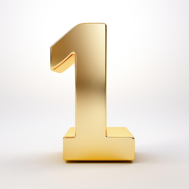 Un numero metallico dorato su uno sfondo bianco