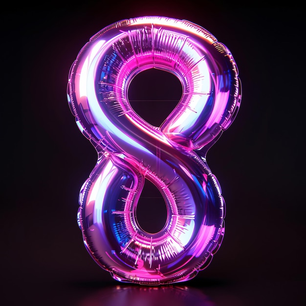 un numero rosa 6 è illuminato in una luce rosa3d rendering numero font 8 conto alla rovescia concetto di numero 8
