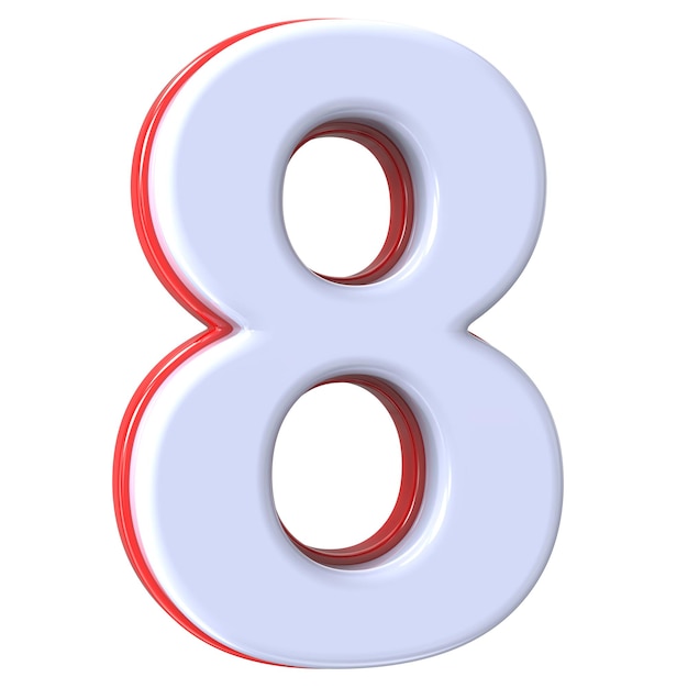 un numero rosso e bianco 8 su uno sfondo bianco