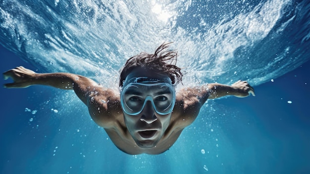 un nuotatore che si tuffa in una piscina creando uno splash