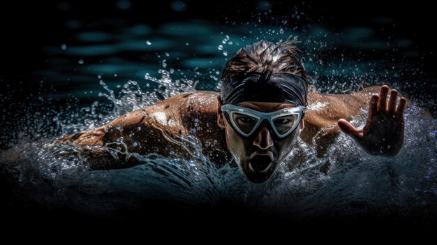 un nuotatore con una maschera sta nuotando nell'acqua.