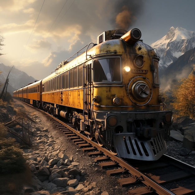Un nuovo treno viaggia nelle montagne
