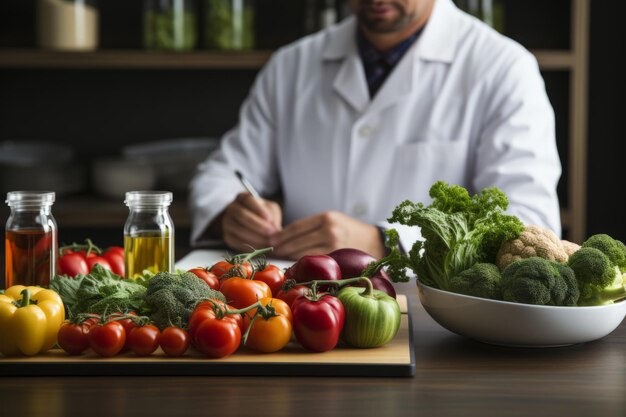 Un nutrizionista discute dei piani dietetici con un cliente IA generativa