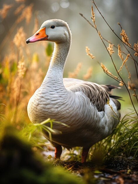 Un'oca nel suo habitat naturale Fotografia della fauna selvatica IA generativa