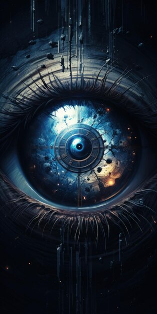 Un occhio circondato da spazio e cerchi IA generativa