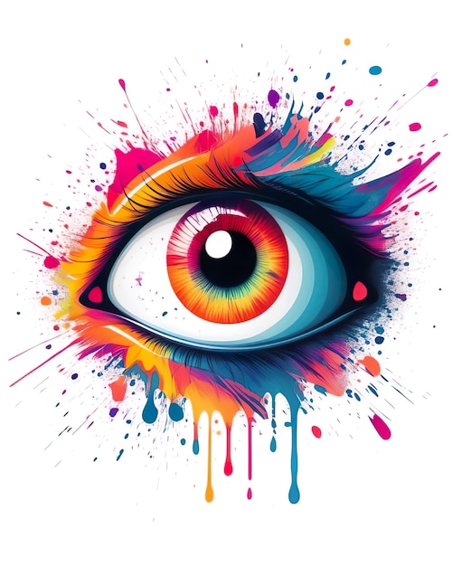 un occhio colorato con un occhio colore e macchie colorate