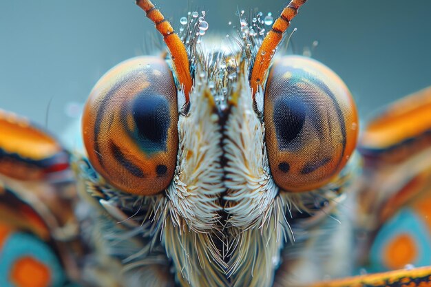 Un occhio di insetto con le sue molte facce chiaramente visibili