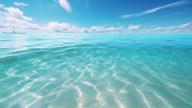 un oceano blu limpido con un cielo e nuvole