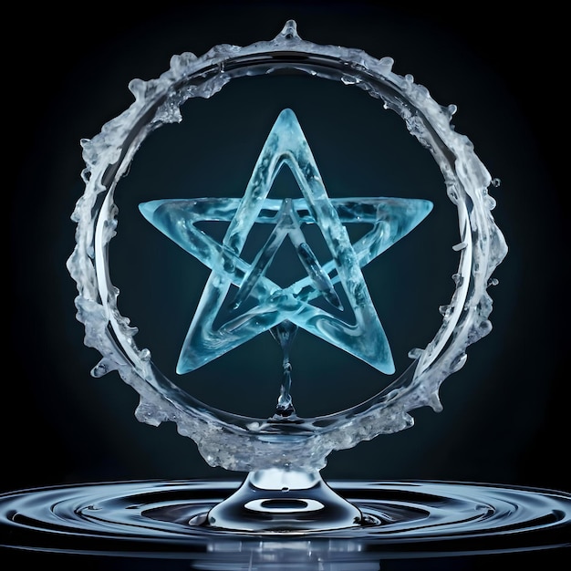 Un oggetto a forma di stella con spruzzi d'acqua su uno sfondo incredibilmente realistico