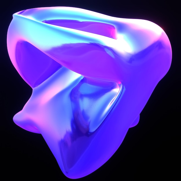 un oggetto iridescente a forma di cuore blu e rosa