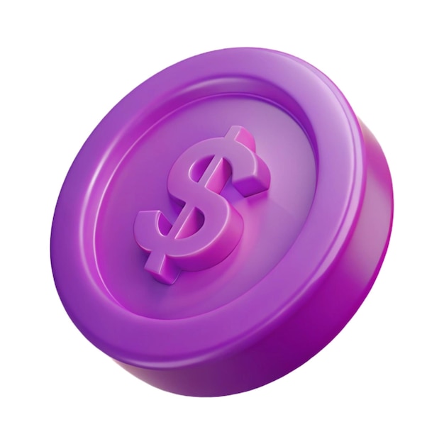 un oggetto rotondo viola con un segno dollaro su di esso