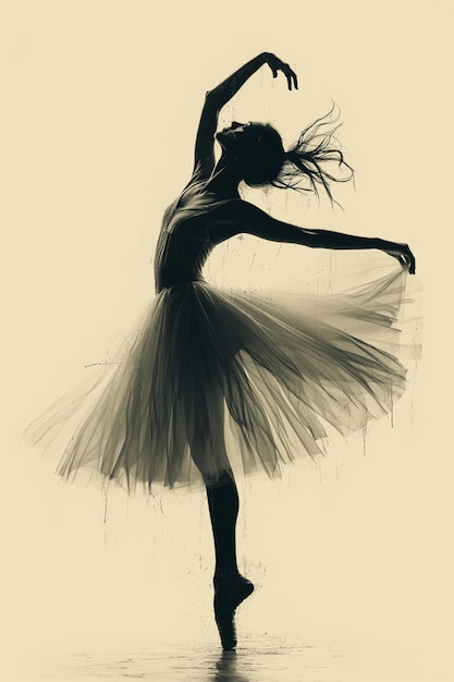 Un'ombra nera a forma di ballerina danza sul palco.