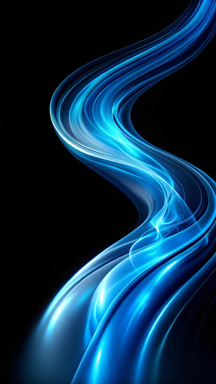 un'onda blu con la luce su di essa