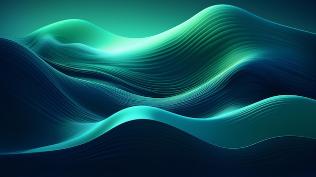 Un'onda blu con uno sfondo verde.