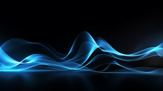 Un'onda blu di fumo su uno sfondo nero