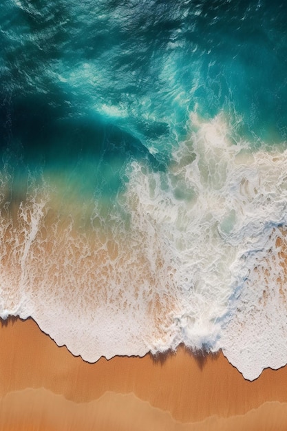 Un'onda blu è visibile su una spiaggia.