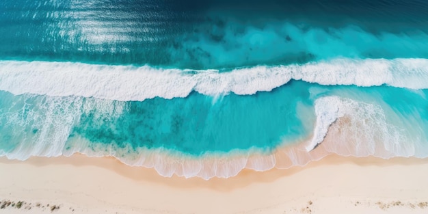 Un'onda blu si infrange su una spiaggia