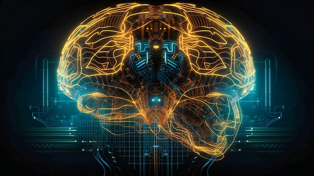 Un'onda cerebrale di intelligenza artificiale con un concetto futuristico
