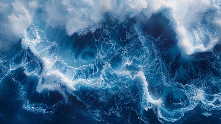 Foto un'onda che è blu e bianca