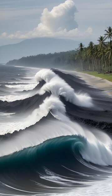 un'onda che sta per schiantarsi nell'oceano