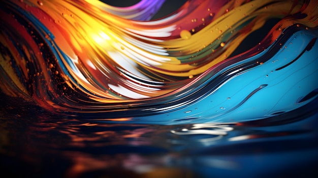 Un'onda colorata è nell'acqua con sopra la parola fuoco.