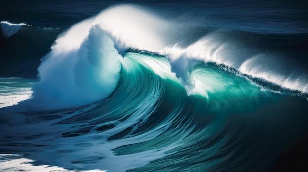 Un'onda con uno sfondo verde e blu