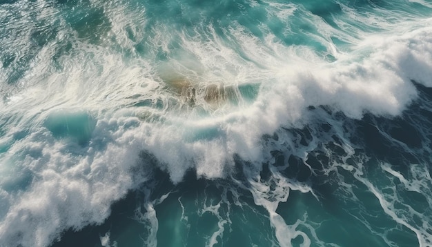 Un'onda si infrange su una spiaggia