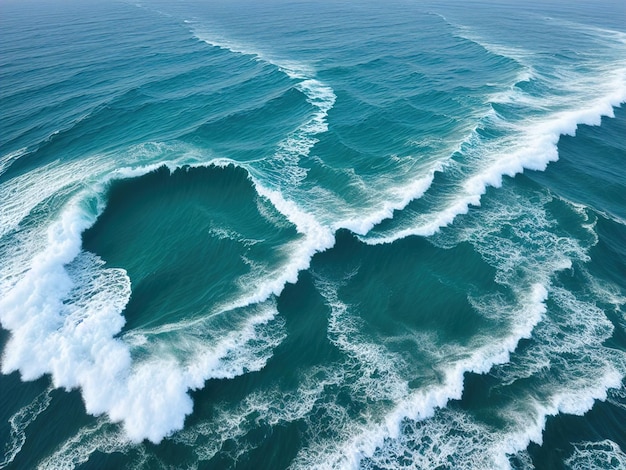 Un'onda si infrange sull'oceano e la parola oceano è in basso a destra.