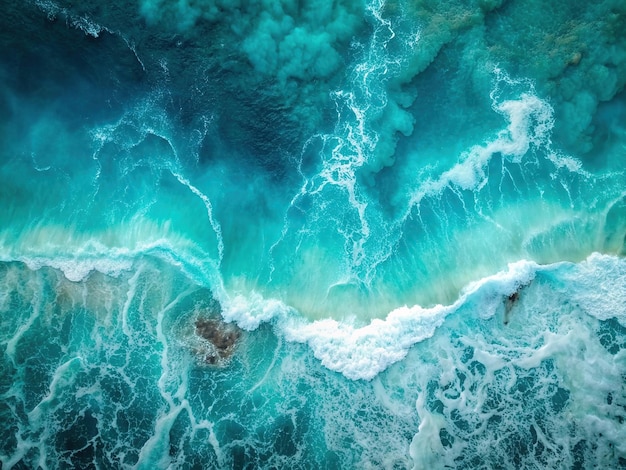 un'onda si sta rompendo su un'onda con l'oceano sullo sfondo