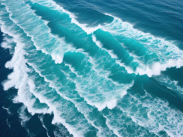 Un'onda sta arrivando e l'oceano è blu.