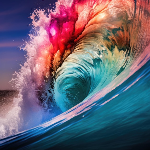 un'onda vibrante che si infrange sulla superficie dell'oceano