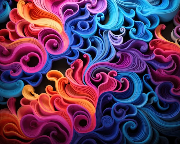 Un'ondata di vernice multicolore raffigurata nell'arte astratta IA generativa