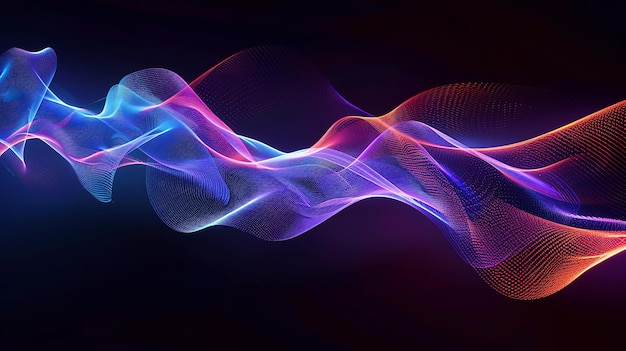 Un'ondata fluente astratta di particelle luminose sullo sfondo moderno futuristico