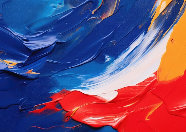 Un'opera d'arte ispirata all'espressionismo astratto su uno sfondo blu reale caratterizzato da pennellate audaci