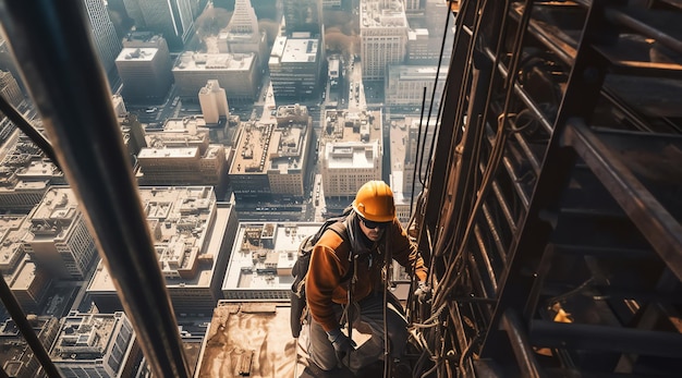 Un operaio edile in un cantiere a Chicago