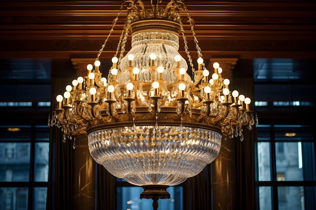 Un opulento lampadario nella hall di un lussuoso hotel