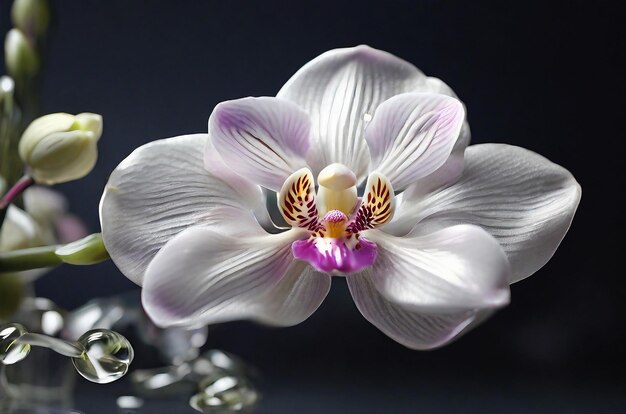 Un'orchidea vetromorfica delicata ed eterea con petali trasparenti