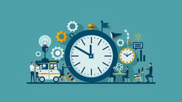 un orologio con uno sfondo blu con un'immagine di ingranaggi e ingranaggi
